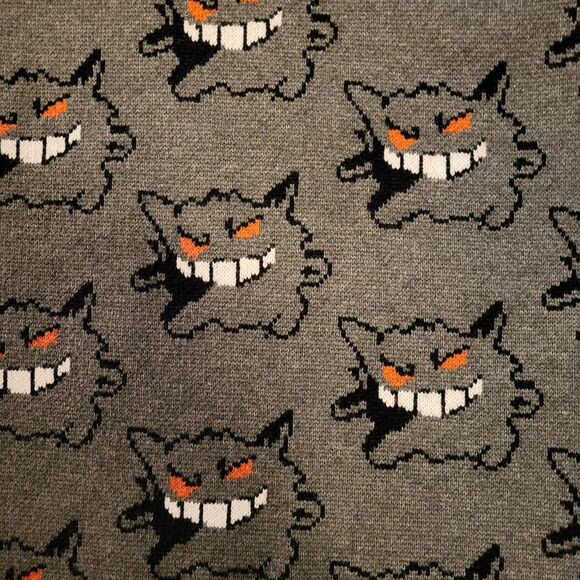 NWOT Pokémon Gengar Knit Sweater Gray Retro Pixel Design Sz Women's L, Men's M - Picture 2 of 8